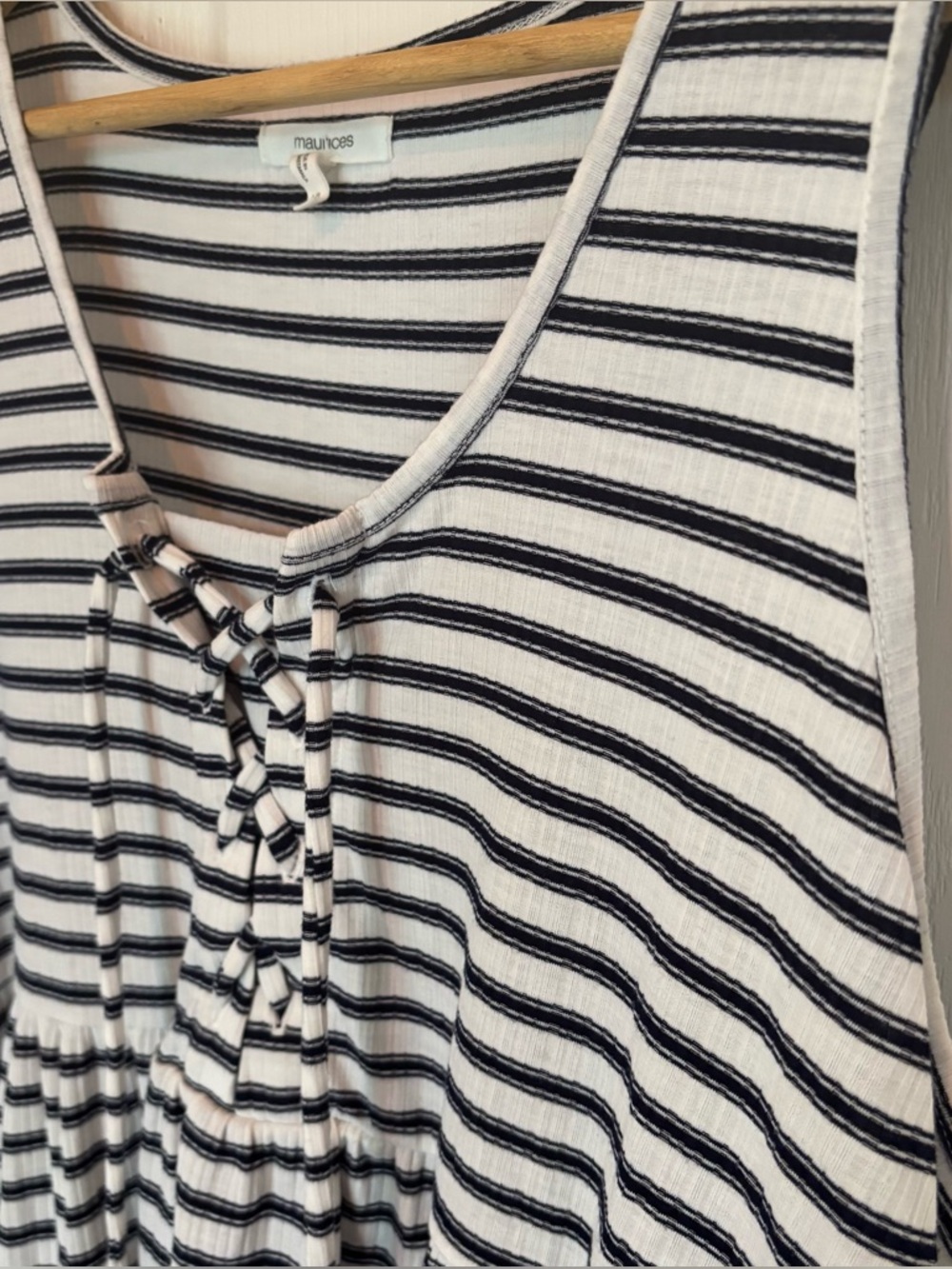 Maurices White & Navy Striped Lace-Up Tank